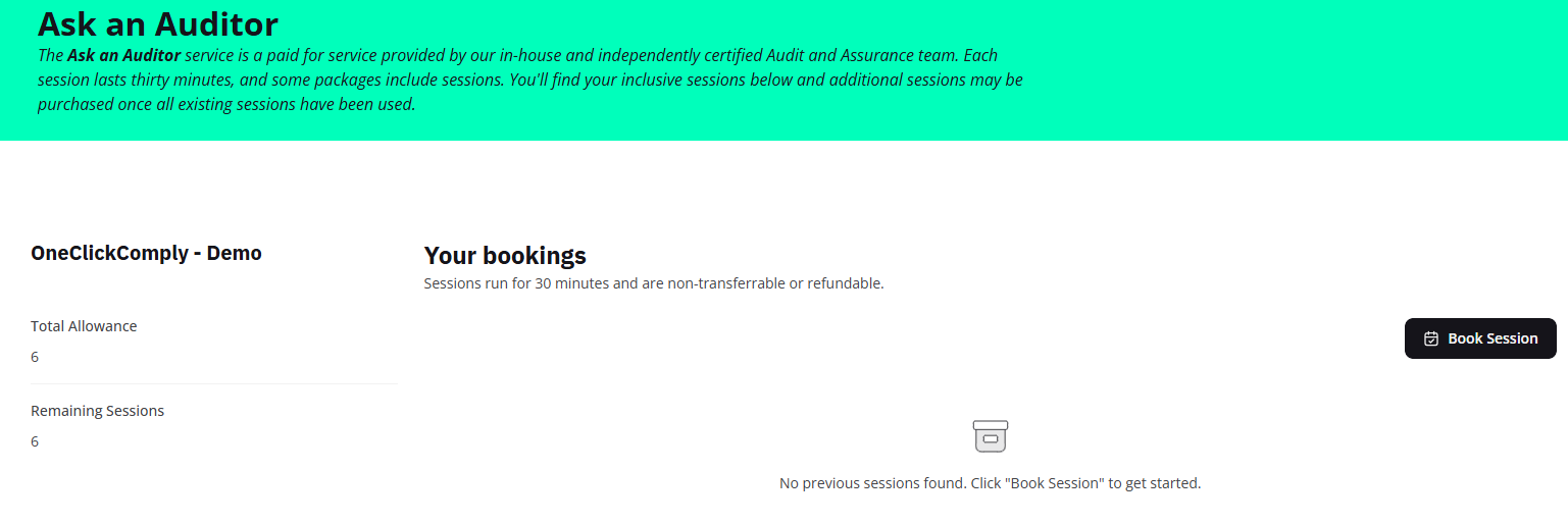 Ask an Auditor booking Interface